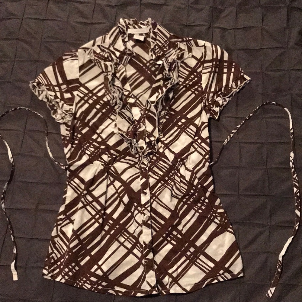 Brown Charlotte Russe dressy top with back tie